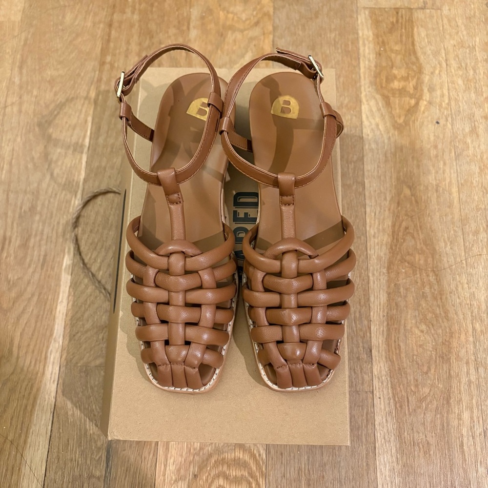 Bared Footwear Mejiro Woven T-Strap Sandal in Brown